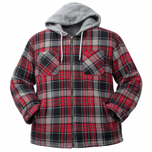 Tru Fit Other - Tru Fit Plaid Fleece Zip Front Jacket Hooded Fuzzy Fleece Lined Size 2X